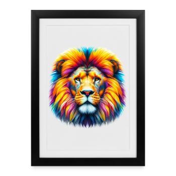 Lion - Affiche encadrée (27 × 37 cm) - noir - Devant