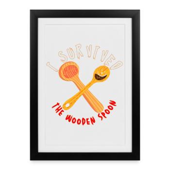 Surviving with Wooden Spoon Motif - Framed poster (27 × 37 cm) - black - Front