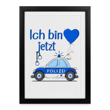 Police Car It's My Birthday Now - Framed poster (27 × 37 cm) - black - Front
