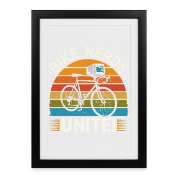 Bike Nerds Unite! - Framed poster (27 × 37 cm) - black - Front
