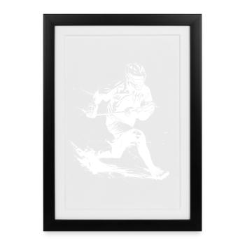 Lacrosse Boy Drawing - Framed poster (27 × 37 cm) - black - Front