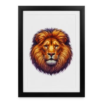Lion - Affiche encadrée (27 × 37 cm) - noir - Devant