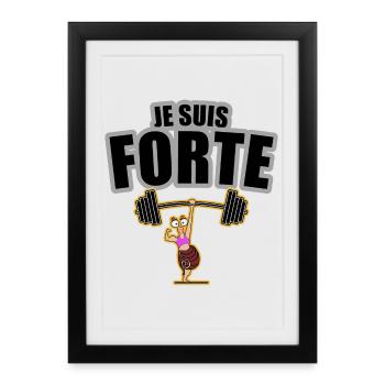 je suis forte, motivation, femelle - Affiche encadrée (27 × 37 cm) - noir - Devant