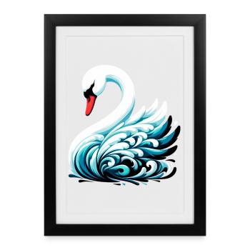 Cygne - Affiche encadrée (27 × 37 cm) - noir - Devant