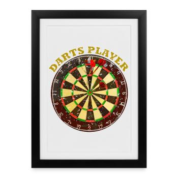 Darts Player Motif Design - Framed poster (27 × 37 cm) - black - Front