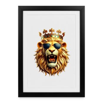 Lion (01) - Affiche encadrée (27 × 37 cm) - noir - Devant