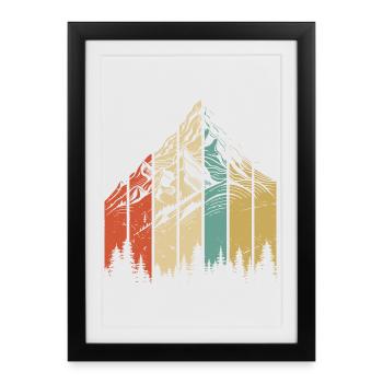 Paysage de montagne Design abstrait - Affiche encadrée (27 × 37 cm) - noir - Devant