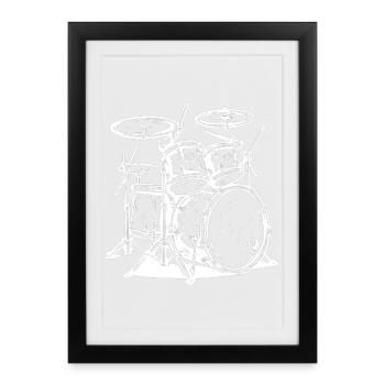 Drumkit Line Art - Framed poster (27 × 37 cm) - black - Front
