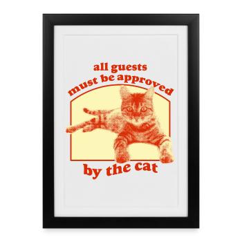 Approuvé par le chat – Motif de chat amusant - Affiche encadrée (27 × 37 cm) - noir - Devant