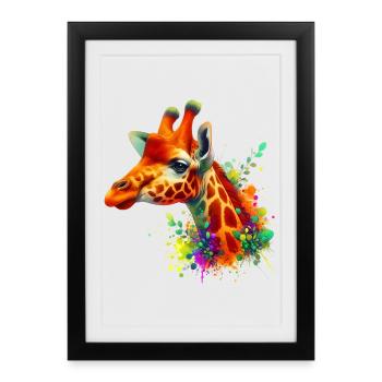 Girafe - Affiche encadrée (27 × 37 cm) - noir - Devant