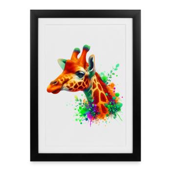 Girafe - Affiche encadrée (27 × 37 cm) - noir - Devant
