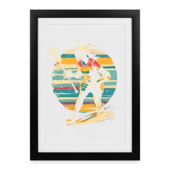 Retro Lacrosse Player 90s - Framed poster (27 × 37 cm) - black - Front