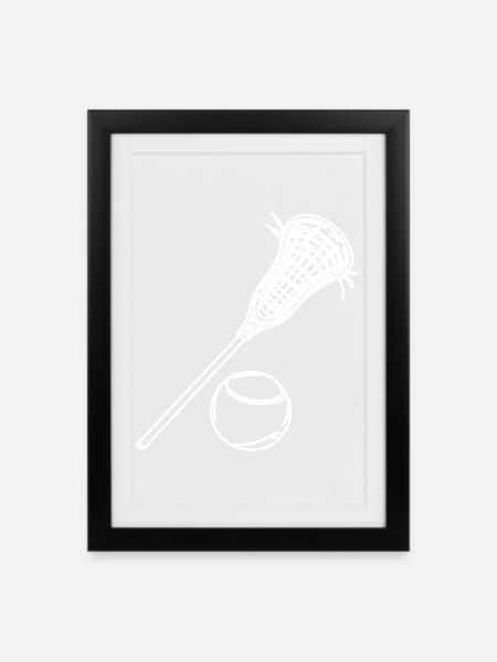 Lacrosse Skizze - Gerahmtes Poster (27 × 37 cm) - Schwarz
