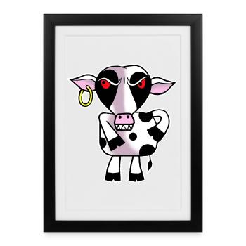 Angry cow - Framed poster (27 × 37 cm) - black - Front