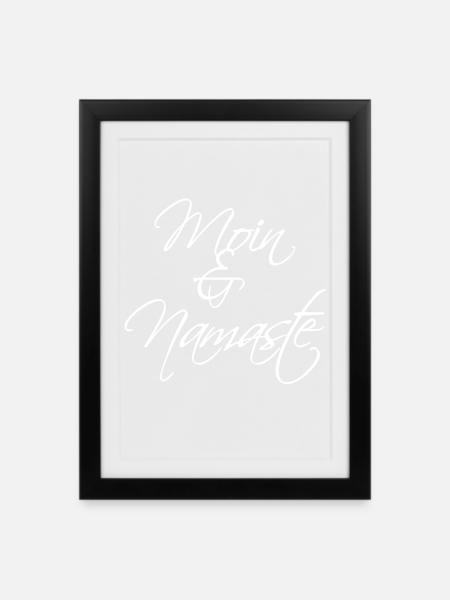 Moin & Namaste, weiss - Gerahmtes Poster (27 × 37 cm) - Schwarz