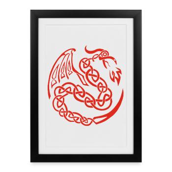Red Celtic Dragon - Framed poster (27 × 37 cm) - black - Front