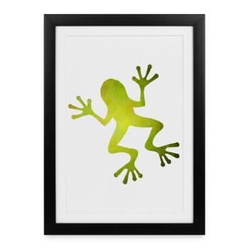 Silhouette de grenouille verte au look tropical - Affiche encadrée (27 × 37 cm) - noir - Devant