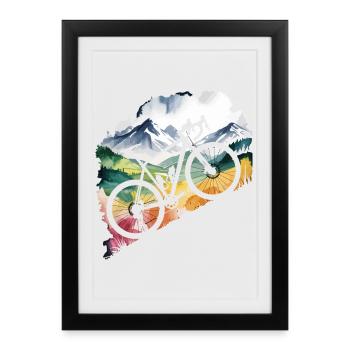 Scène d’aventure en VTT - Affiche encadrée (27 × 37 cm) - noir - Devant