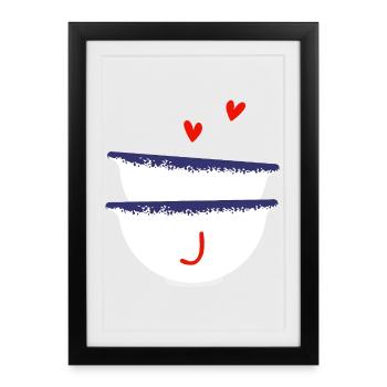 Lettre J bols breton - Affiche encadrée (27 × 37 cm) - noir - Devant