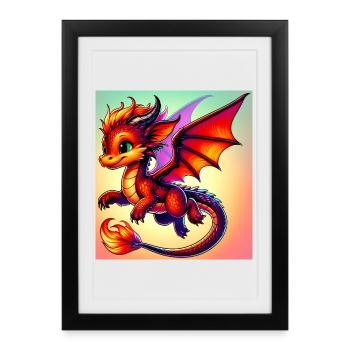 dragon - Affiche encadrée (27 × 37 cm) - noir - Devant