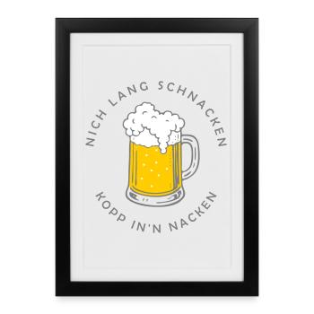 Nich lang schnacken - tasse dans le cou - Affiche encadrée (27 × 37 cm) - noir - Devant