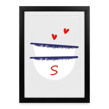 Lettre s bols breton - Affiche encadrée (27 × 37 cm) - noir - Devant