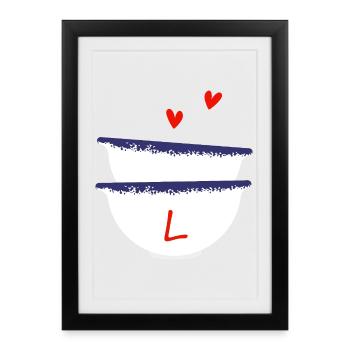 Lettre l bols breton - Affiche encadrée (27 × 37 cm) - noir - Devant