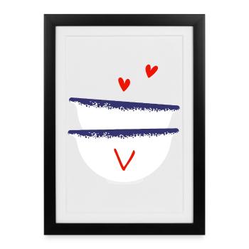 Lettre v bols breton - Affiche encadrée (27 × 37 cm) - noir - Devant
