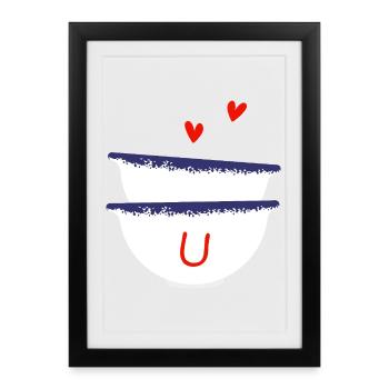 Letter u Breton bowls - Framed poster (27 × 37 cm) - black - Front