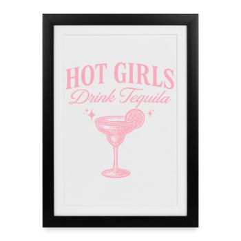 Humour Apéro Filles Boivent Tequila - Affiche encadrée (27 × 37 cm) - noir - Devant