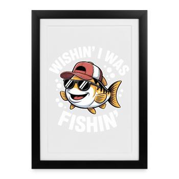 Poisson rieur avec lunettes de soleil et chapeau - Affiche encadrée (27 × 37 cm) - noir - Devant