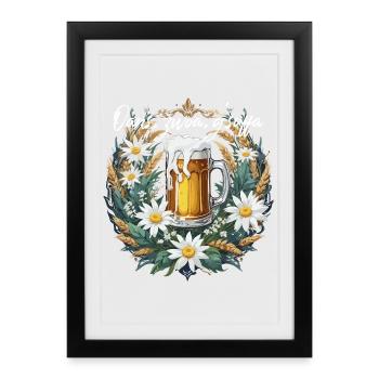 Oans, zwoa, g'suffa bière disant festival folklorique dirndl - Affiche encadrée (27 × 37 cm) - noir - Devant