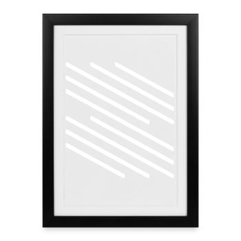 Minimalist Diagonal Line Pattern design - Framed poster (27 × 37 cm) - black - Front
