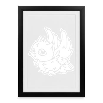 Owl in Flight – Mystical Owl Motif Night Bird - Framed poster (27 × 37 cm) - black - Front