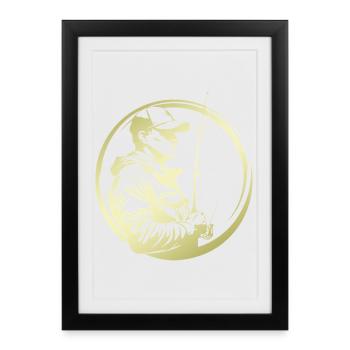 Fishing Silhouette Fisherman - Framed poster (27 × 37 cm) - black - Front