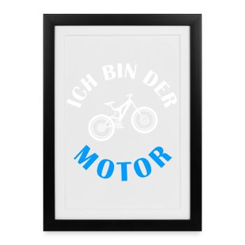 JE SUIS LE MOTEUR Gravel Bike Gravek Bike Rider - Affiche encadrée (27 × 37 cm) - noir - Devant