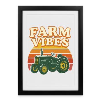 Farm Vibes Tractor Retro Sunset - Framed poster (27 × 37 cm) - black - Front