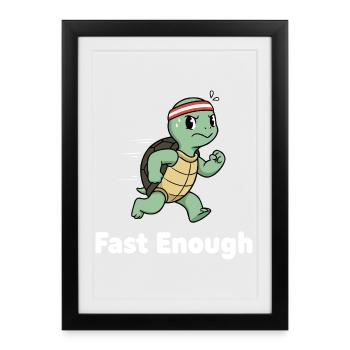 Fast turtle in sprint - Framed poster (27 × 37 cm) - black - Front