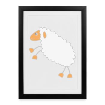Conception de dessin animé de mouton moelleux - Affiche encadrée (27 × 37 cm) - noir - Devant