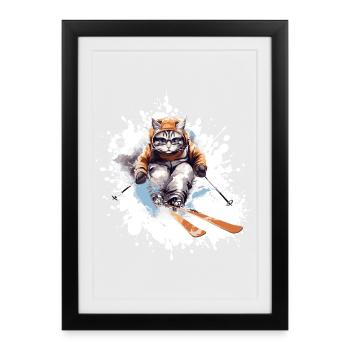 Cat Ski Skiing - Affiche encadrée (27 × 37 cm) - noir - Devant