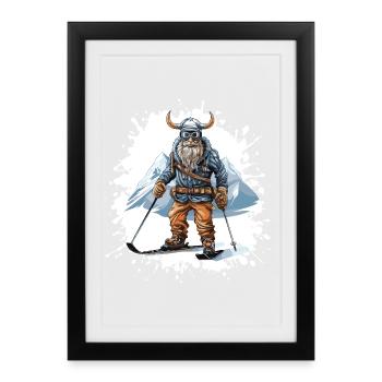 Viking Ski Skiing - Affiche encadrée (27 × 37 cm) - noir - Devant