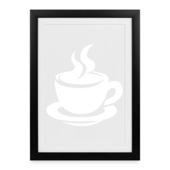 Kaffeetasse mit Dampf minimalistisches Design - Gerahmtes Poster (27 × 37 cm) - Schwarz - Vorne