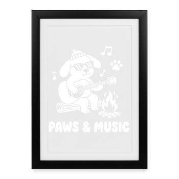 Musique de patte au feu de camp - Affiche encadrée (27 × 37 cm) - noir - Devant