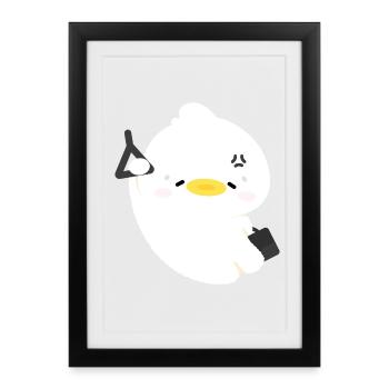 Canard moelleux endormi - Affiche encadrée (27 × 37 cm) - noir - Devant