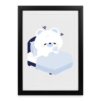 Dreamy Polar Bear on Cozy Bed - Framed poster (27 × 37 cm) - black - Front
