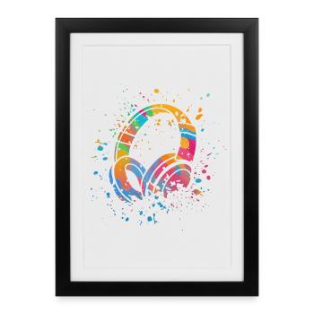 Casque Musique EDM DJ Amateur de musique - Affiche encadrée (27 × 37 cm) - noir - Devant