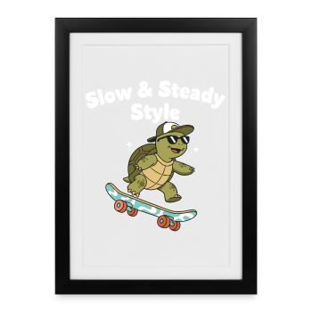 Tortue raie lente - Affiche encadrée (27 × 37 cm) - noir - Devant