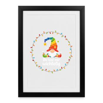 Wichtel Weihnachten Liebe - Gerahmtes Poster (27 × 37 cm) - Schwarz - Vorne