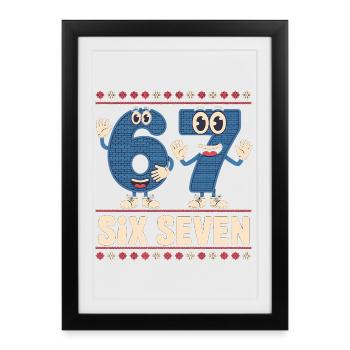 6 7 Six Seven Memes – Jeux pour enfants de Noël - Affiche encadrée (27 × 37 cm) - noir - Devant
