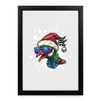 Peacock Bird Christmas Funny - Framed poster (27 × 37 cm) - black - Front